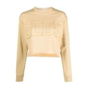 Bruine Logo Crop Sweatshirt Casual Stijl Gcds , Brown , Dames