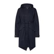 Lange Parka Jas in Katoenmix Tommy Hilfiger , Blue , Dames