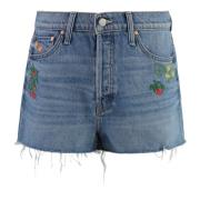 Denim shorts met metalen knopen Mother , Blue , Dames