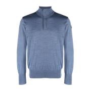 Blauwe Wollen Zipped Pullover Sweater Paul & Shark , Blue , Heren