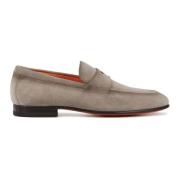 Taupe Suede Instapschoenen Santoni , Beige , Heren