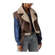 Bruine Leren Blazer Gilet Lammy Summum Woman , Brown , Dames