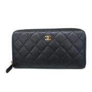 Pre-owned Leather wallets Chanel Vintage , Black , Dames