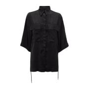 Casual Zwarte Korte Mouw Viscose Shirt JW Anderson , Black , Dames