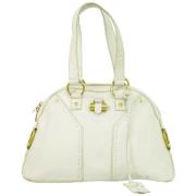 Pre-owned Leather shoulder-bags Saint Laurent Vintage , White , Dames