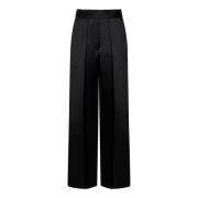 Zwarte Satijnen Broek Elegante Vloeiende Silhouet Khaite , Black , Dam...