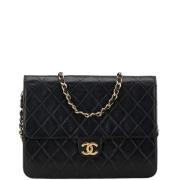 Pre-owned Leather chanel-bags Chanel Vintage , Black , Dames