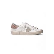 Witte leren sneakers met roze hiel Philippe Model , White , Dames