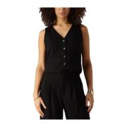 Elegante Zwarte Gilet voor Vrouwen Notre-v , Black , Dames