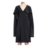 Satijnen V-hals Sjaal Jurk Helmut Lang , Black , Dames