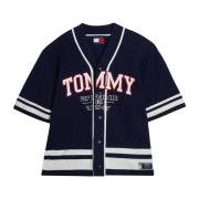 Kleur Blok Unisex Baseball Shirt Tommy Hilfiger , Blue , Dames