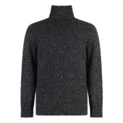 Heather Effect Cashmere Turtleneck Sweater Malo , Gray , Heren