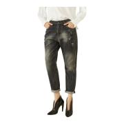 Zwarte Gewassen Baggy Jeans Souvenir , Black , Dames