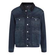 Denim Stretch Jas Vervaagde Stiksels Tommy Hilfiger , Blue , Heren