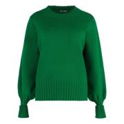 Luxe Cashmere Sweater Ribbed Knit Malo , Green , Dames