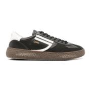 Leren herensneakers met decoratieve stiksels Puraai , Black , Heren