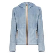 Lichtblauwe Fluwelen Hoodie K-Way , Blue , Dames