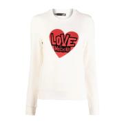 Casual Wit Sweatshirt Modal Katoen Elastaan Love Moschino , Beige , Da...