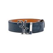 Stijlvolle leren riem in blauw Billionaire , Blue , Heren