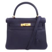 Pre-owned Leather handbags Hermès Vintage , Blue , Dames