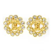 Pre-owned Metal earrings Chanel Vintage , Yellow , Dames