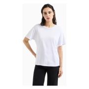 Wit T-shirt met logo embleem Emporio Armani , White , Dames