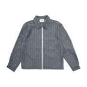 Grijze Oversized Pinstripe Zip Shirt Bonsai , Gray , Heren