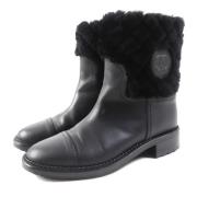 Pre-owned Leather boots Chanel Vintage , Black , Dames