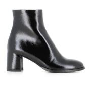 Zwarte leren ritslaarzen DEL Carlo , Black , Dames