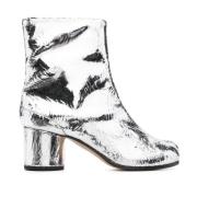 Zilver-tone Leren Blokhak Laarzen Maison Margiela , Gray , Dames