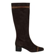 Suede High Boots met Square Heel Carel , Brown , Dames