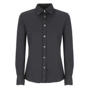 Zwarte Shirt met Kraag en Knopen RRD , Black , Dames