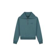 Moderne Half Zip Mockneck Sweater Olaf Hussein , Blue , Heren