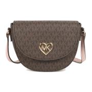 Monogram Print Mini Schoudertas Michael Kors , Brown , Dames