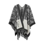 Jacquard Wollen Cape met Lettering Elisabetta Franchi , Gray , Dames