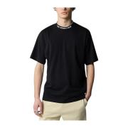 Geribbelde ronde hals T-shirt met logo The North Face , Black , Heren