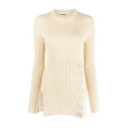 Elegante Beige Wol Linnen Trui Jil Sander , Beige , Dames