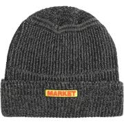 Geborduurd Logo Geribbelde Gebreide Muts Market , Black , Heren