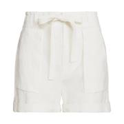 Witte Linnen Cargo Shorts Polo Ralph Lauren , White , Dames