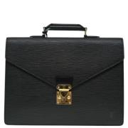 Pre-owned Leather briefcases Louis Vuitton Vintage , Black , Dames