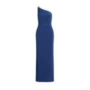 Blauwe jurk met asymmetrische halslijn Ralph Lauren , Blue , Dames