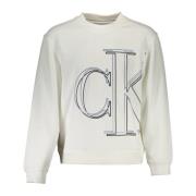 Witte Katoenen Trui met Logo Print Calvin Klein , White , Heren