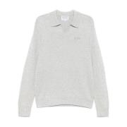 Heather Grey Gebreide Trui Polo Kraag MC2 Saint Barth , Gray , Heren