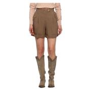 Viscose en linnen shorts Kocca , Brown , Dames