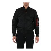 Slim Fit Bomberjack met Rits Alpha Industries , Black , Heren