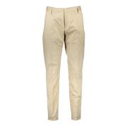 Beige Herenbroek 4 Zakken Knoop Rits Logo Gant , Beige , Heren