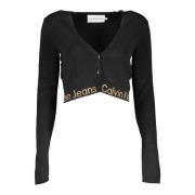 Zwarte Cardigan met Lange Mouwen en V-Hals Calvin Klein , Black , Dame...