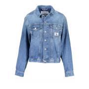 Lichtblauwe Denimjas met Logo Calvin Klein , Blue , Dames