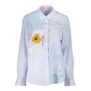 Blauw shirt met lange mouwen print logo Desigual , Blue , Dames