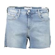 Blauwe Denim Shorts met Gewassen Effect Calvin Klein , Blue , Dames